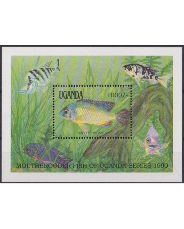 F-EX25336 UGANDA MNH 1991 MARINE SEA WILDLIFE FISH CORAL REEF MOUTHBROODER.