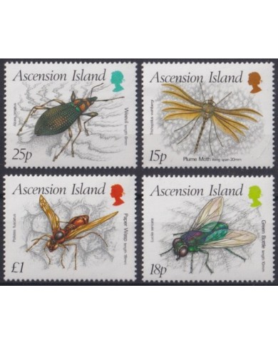 F-EX25346 ASCENSION MNH 1989 WILDLIFE BEETLES DRAGONFLY INSECT ENTOLOMOLY.