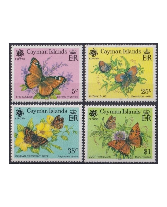 F-EX25428 CAYMAN MNH 1990 WILDLIFE BUTTERFLIES MARIPOSAS PAPILLON OSAKA EXPO.