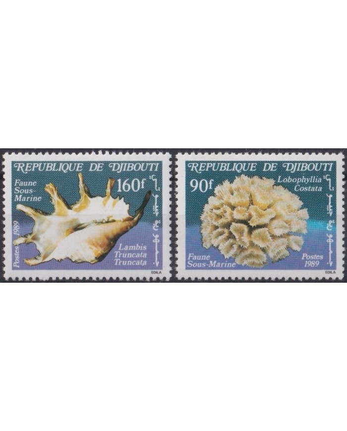 F-EX25445 DJIBOUTI MNH 1989 SEA MARINE WILDLIFE FISH PECES REEF CORAL.