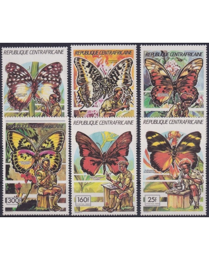 F-EX25544 CENTRAL AFRICA MNH 1990 BOYS SCOUT BUTTERFLIES MARIPOSAS PAPILLON.