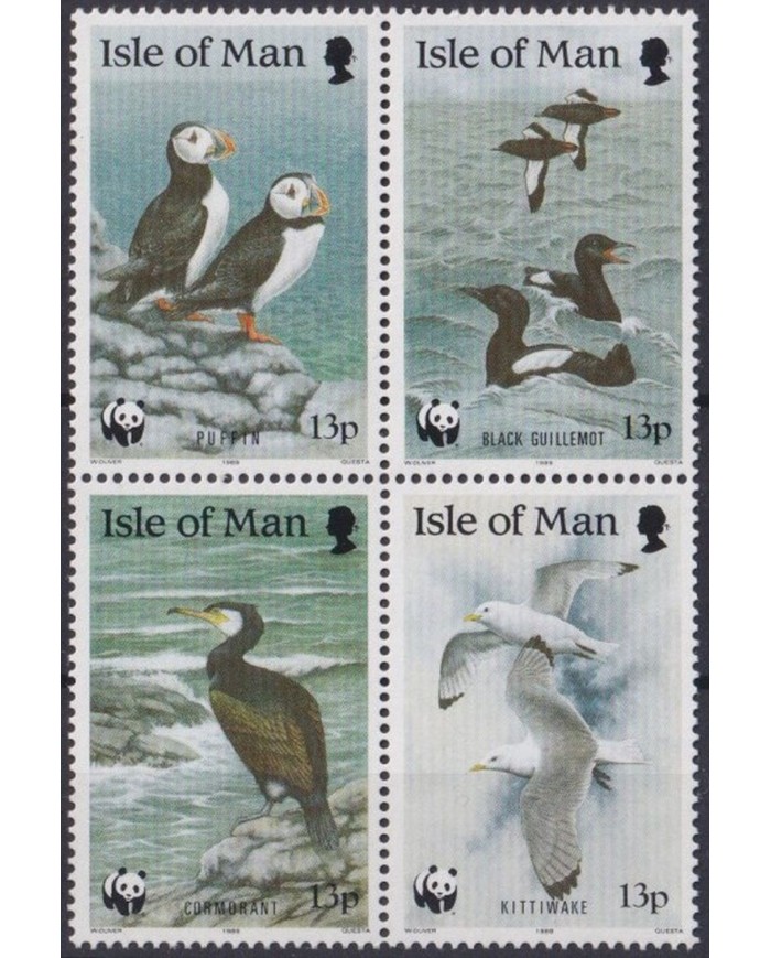 F-EX25610 MAN IS MNH 1989 WWF ENDANGERED WILDLIFE BIRD AVES PENGUIN PUFFINS.