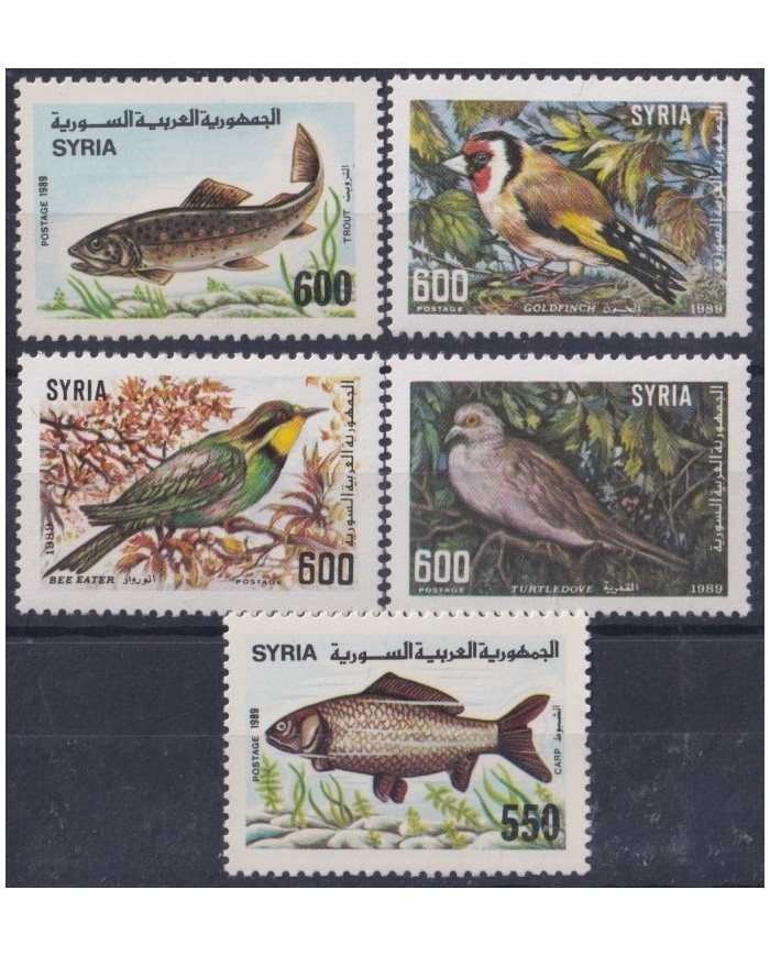 F-EX25742 SYRIA MNH 1989 BIRD AVES PAJAROS OISEAUX VÖGEL FISH PECES.