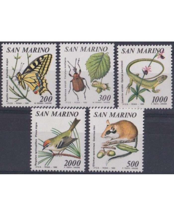 F-EX25755 SAN MARINO MNH 1990 ANIMALS LIZARD BUTTERFLIES MOUSE BIRD