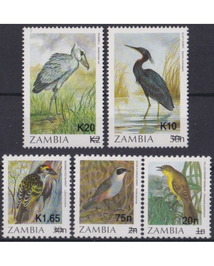 F-EX25791 ZAMBIA MNH BIRD AVES PAJAROS OISEAUX VÖGEL SURCHARGE OVERPRINT