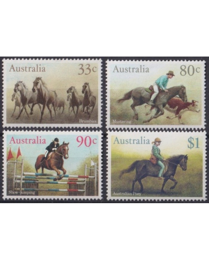 F-EX25912 AUSTRALIA MNH 1986 JUMPING BREUMIES MUSTERING PONY.