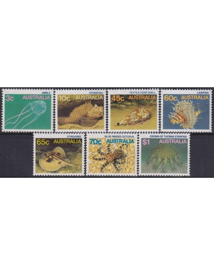 F-EX25913 AUSTRALIA MNH 1986 SEA MARINE WILDLIFE CORAL REEF FISH SHELL OCTOPUS.