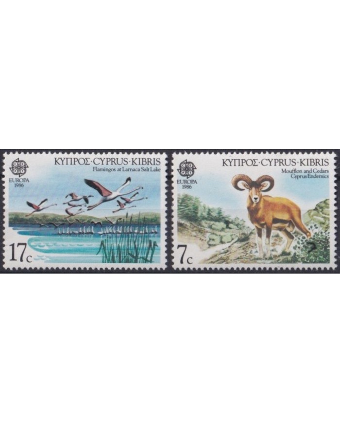 F-EX25930 CYPRUS CHIPE MNH 1986 EUROPA CEPT MOUFLON FLAMINGO BIRD AVES.