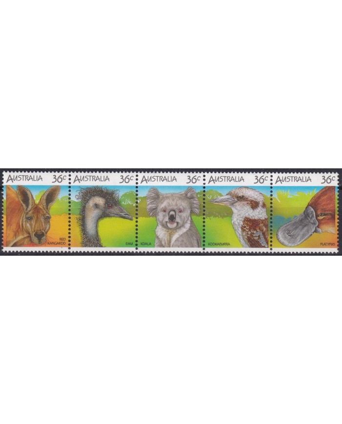 F-EX26113 AUSTRALIA MNH 1986 ZOO KANGOROO PLATIPUS EMU KOOKABURRA BIRD AVES.