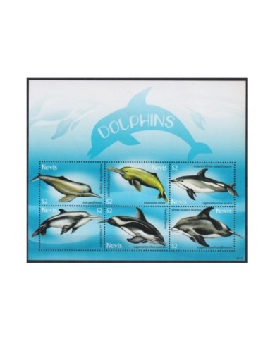 F-EX26171 NEVIS IS MNH 2009 WILDLIFE SEA MARINE DOLPHIN FISH PECES.