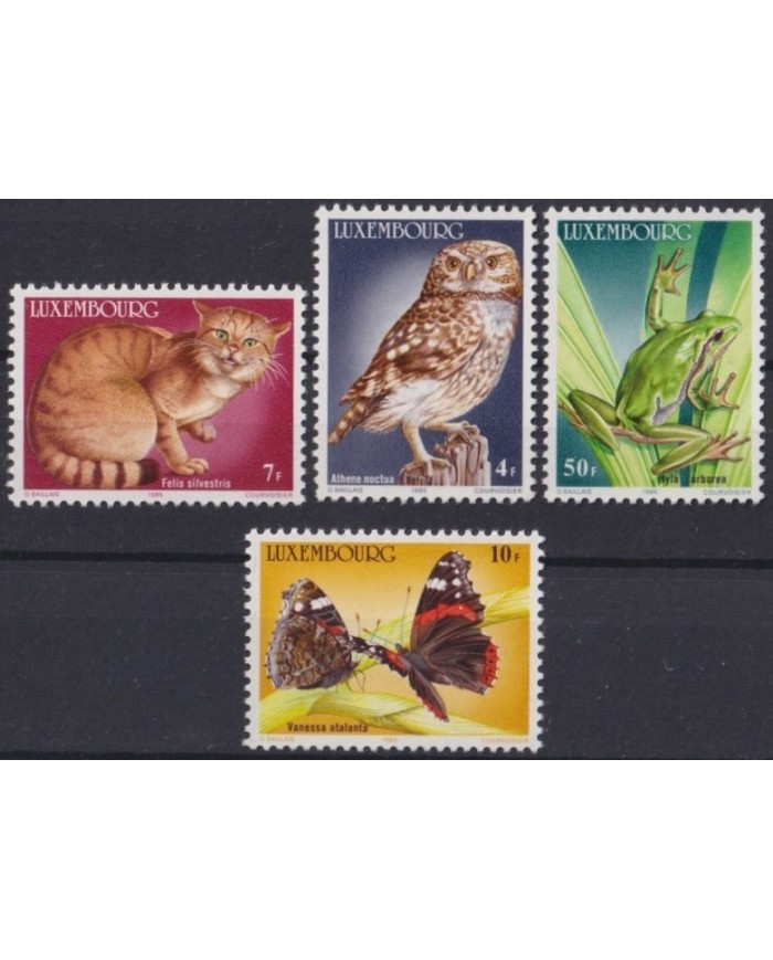 F-EX26181 LUXEMBURG MNH 1985 FAUNA CAT FELINE BIRD OWL BUTTERFLIES MARIPOSAS FROG.