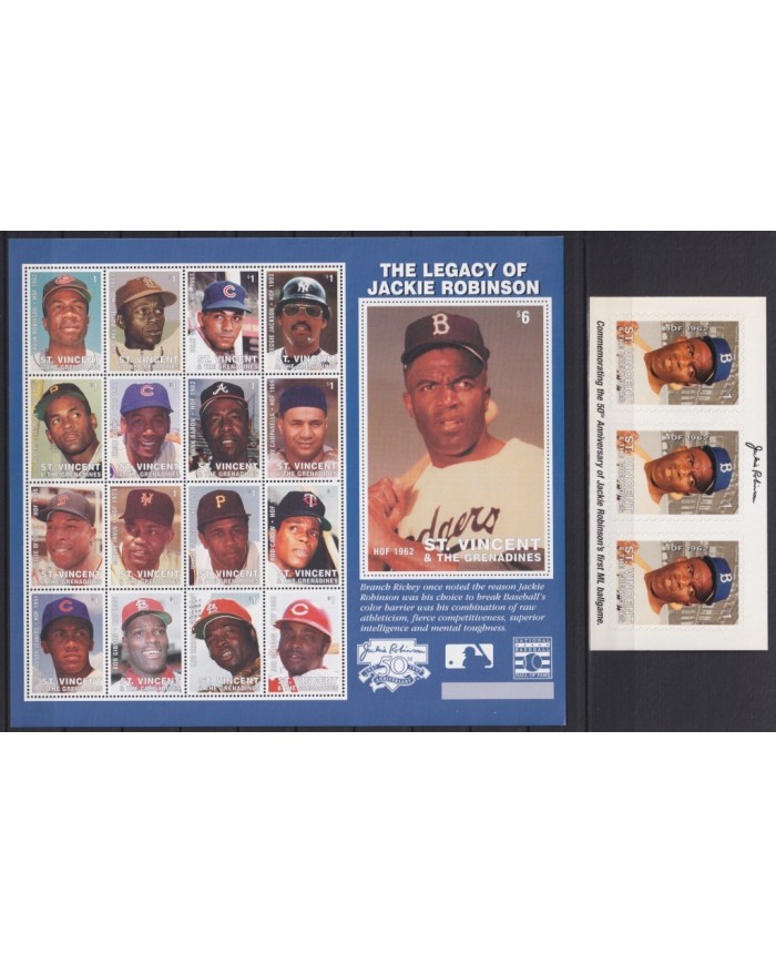 F-EX26216 ST VINCENT & GRENADINES MNH 1997 JACKIE ROBINSON BASEBALL.