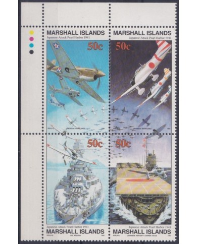 F-EX26395 MARSHALL IS MNH 1991 WWII JAPAN ATTACK TO PEARL HARBOR HAWAII AVION.