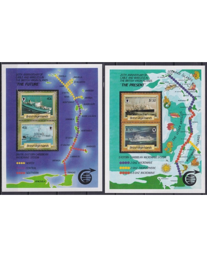 F-EX26415 BRITISH VIRGIN Is MNH 1986 20 ANIV CABLE & WIRELESS SHIP TELEPHON.