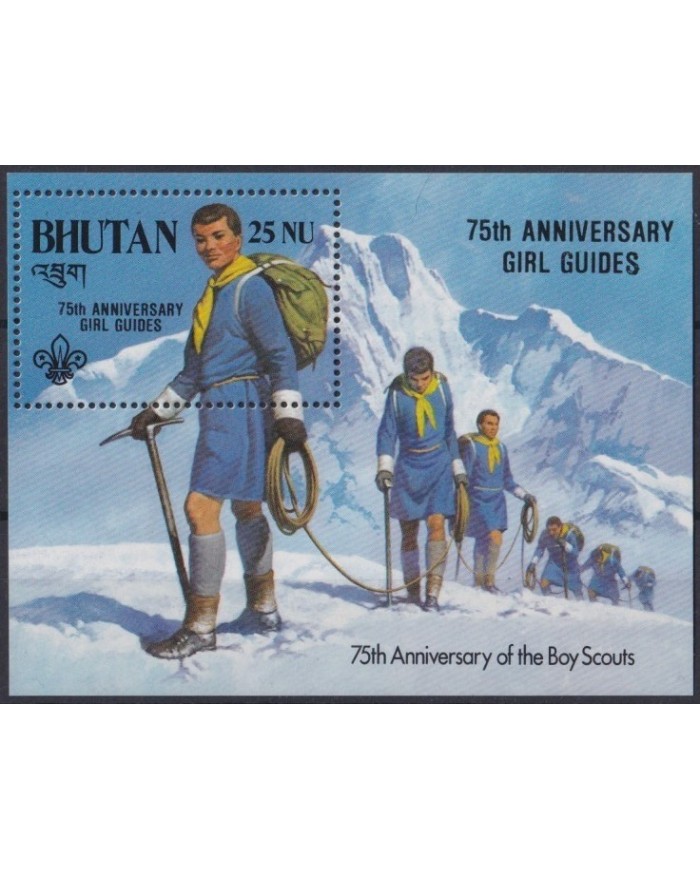 F-EX26420 BHUTAN MNH 1986 BOYS SCOUT 75 ANIV GIRL GUIDES BADEN POWELL.