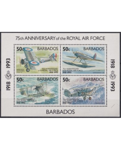 F-EX26455 BARBADOS MNH 1993 WWII AVION AIRPLANE 75th ANIV ROYAL AIR FORCE.