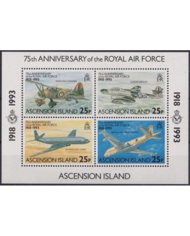 F-EX26456 ASCENSION MNH 1993 WWII AVION AIRPLANE 75th ANIV ROYAL AIR FORCE.