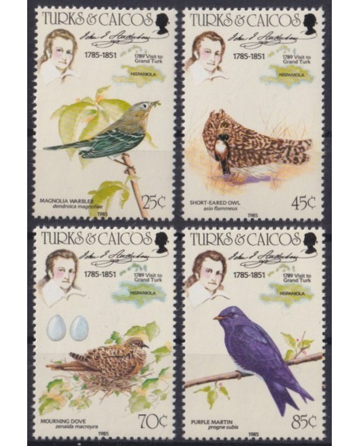 F-EX26564 TURKS & CAICOS MNH 1985 AUDUBON AVES BIRD PAJAROS OISEAUX VÖGEL.