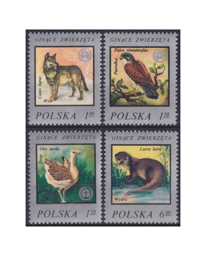 F-EX26588 POLAND POLSKA MNH 1977 WWF WILDLIFE BIRD WOLF FALCO OTIS AVES PAJAROS.