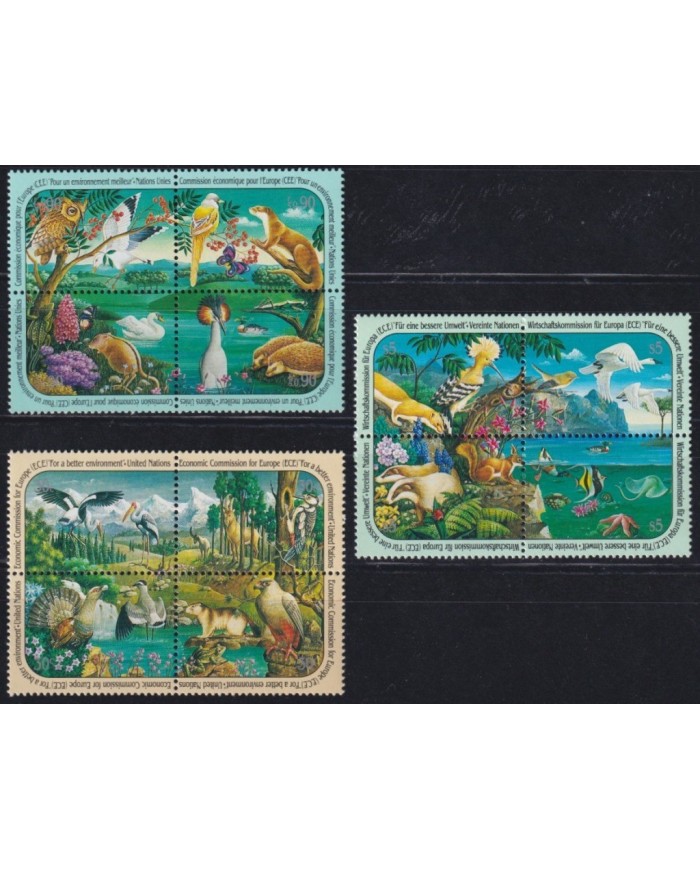 F-EX26591 UNITED NATION UN ONU  MNH 1991 WWF WILDLIFE BIRD FISH AVES PAJAROS.