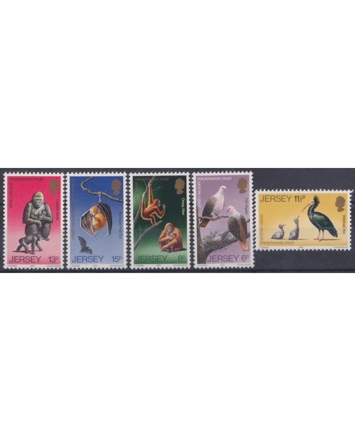 F-EX26653 JERSEY UK ENGLAND MNH 1979 WWF FAUNA BIRD MONKEY BAT PIGEON .
