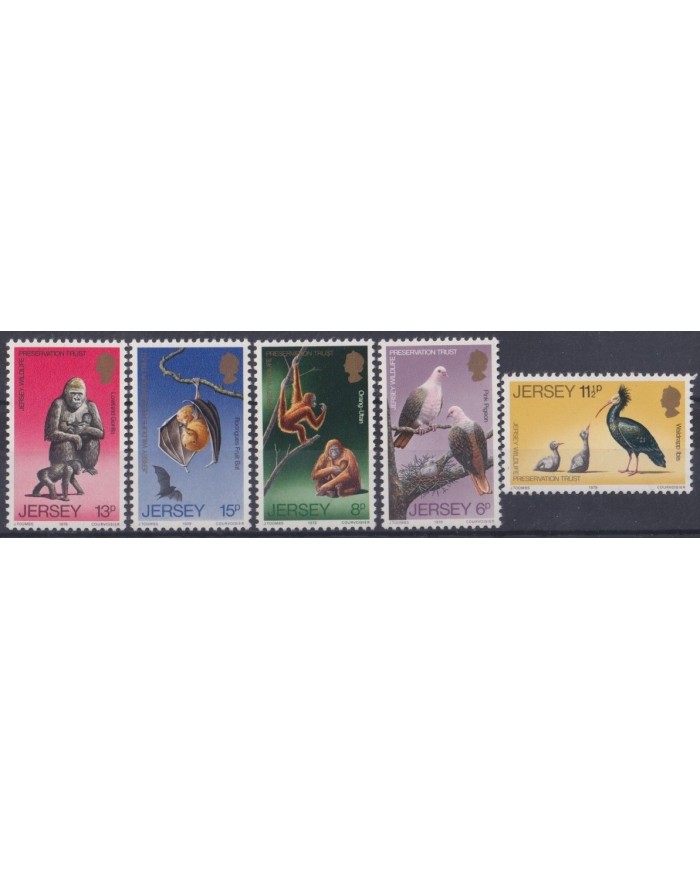 F-EX26653 JERSEY UK ENGLAND MNH 1979 WWF FAUNA BIRD MONKEY BAT PIGEON .