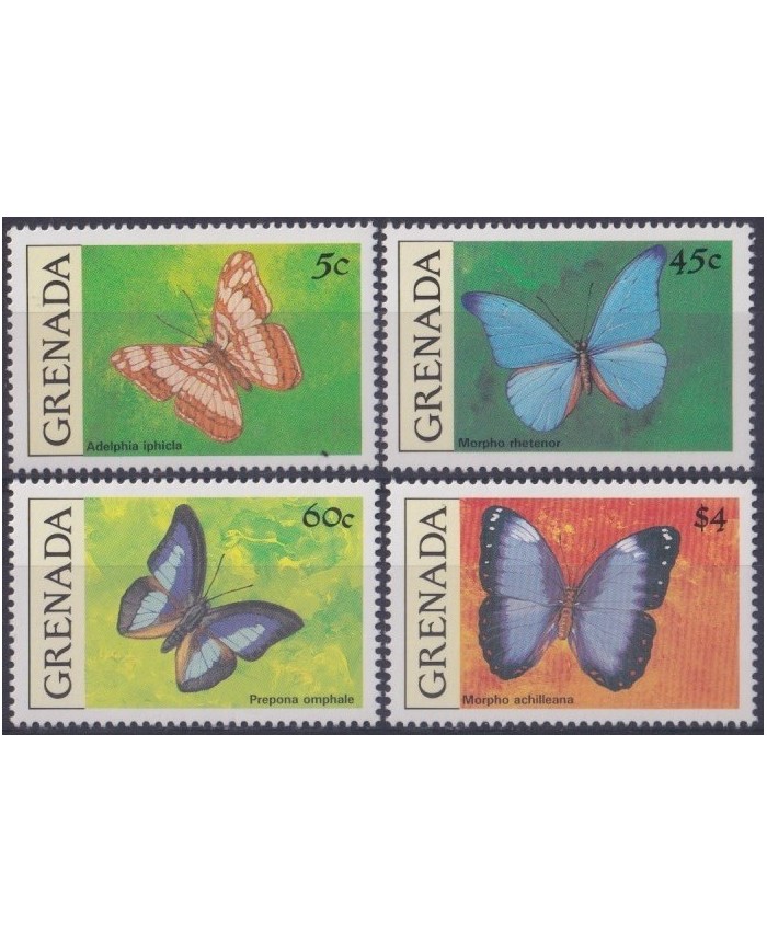 F-EX26661 GRENADA MNH 1990 BUTTERFLIES MARIPOSAS PAPILLONS INSECTS ENTOMOLOGY.
