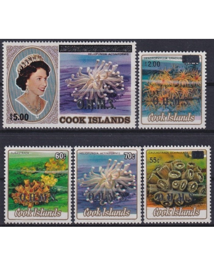 F-EX26700 COOK IS MNH 1974 OHMS SURCHARGE SEA MARINE WILDLIFE REEF CORAL ANEMONE