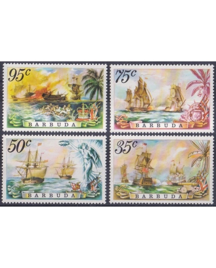 F-EX26754 BARBUDA MNH 1975 OLD SHIP BARCOS.