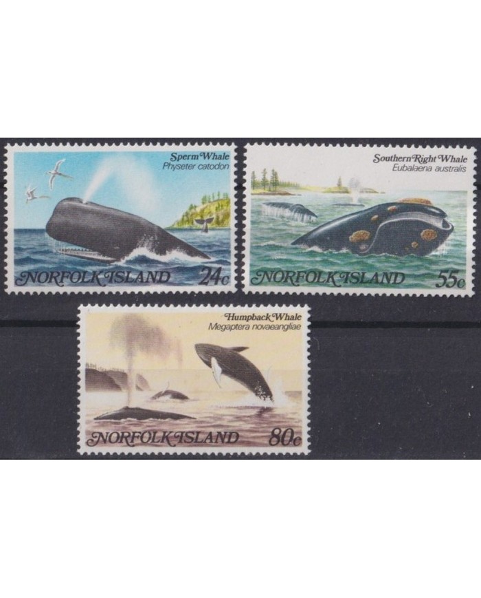 F-EX26906 NORFOLK IS MNH 1982 SEA WILDLIFE FISH WHALE HUMPBACK SPERM.