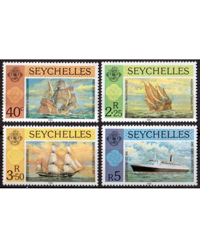 F-EX26931 SEYCHELLES MNH 1981 OLD HISTORIC MERCHANT SHIP BARCOS.