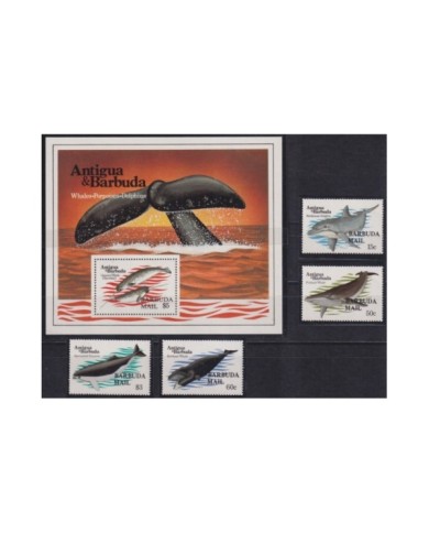 F-EX27003 ANTIGUA & BARBUDA MNH 1983 SEA MARINE LIFE FISH PECES WHALE BALLENAS.
