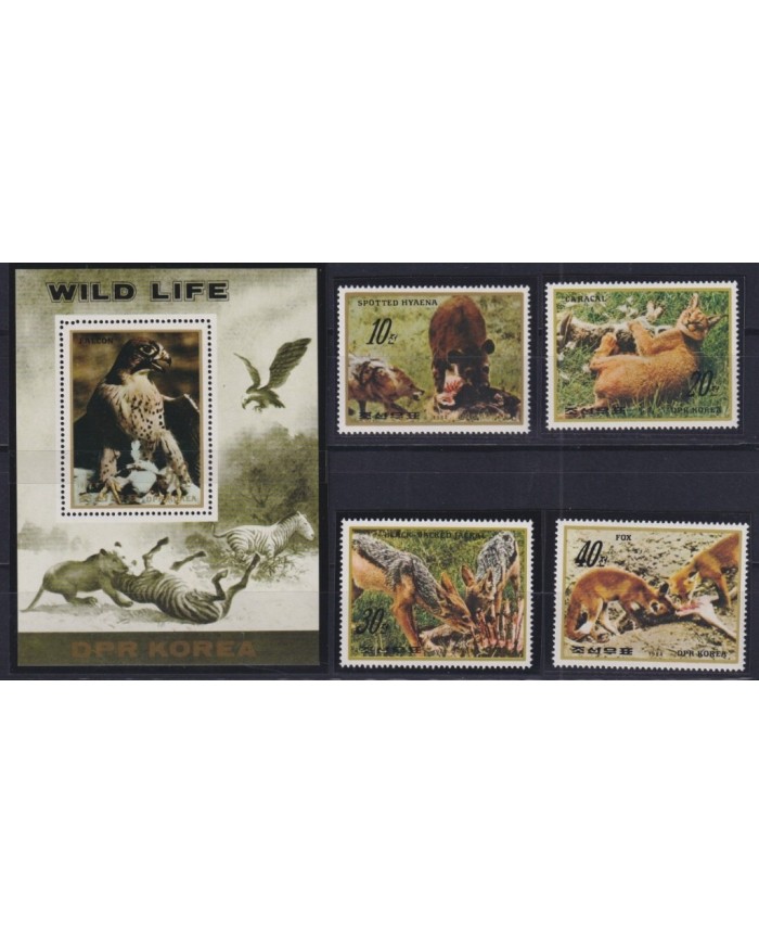 F-EX27028 KOREA MNH 1983 WWF WILDLIFE BEAR FALCON BIRD FOX CARACAL HYENA JACKAL.