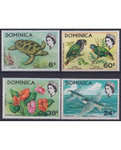 F-EX27036 DOMINICA MNH 1979 WILDLIFE FISH PECES TURTLE PARROT BIRD FLOWER.