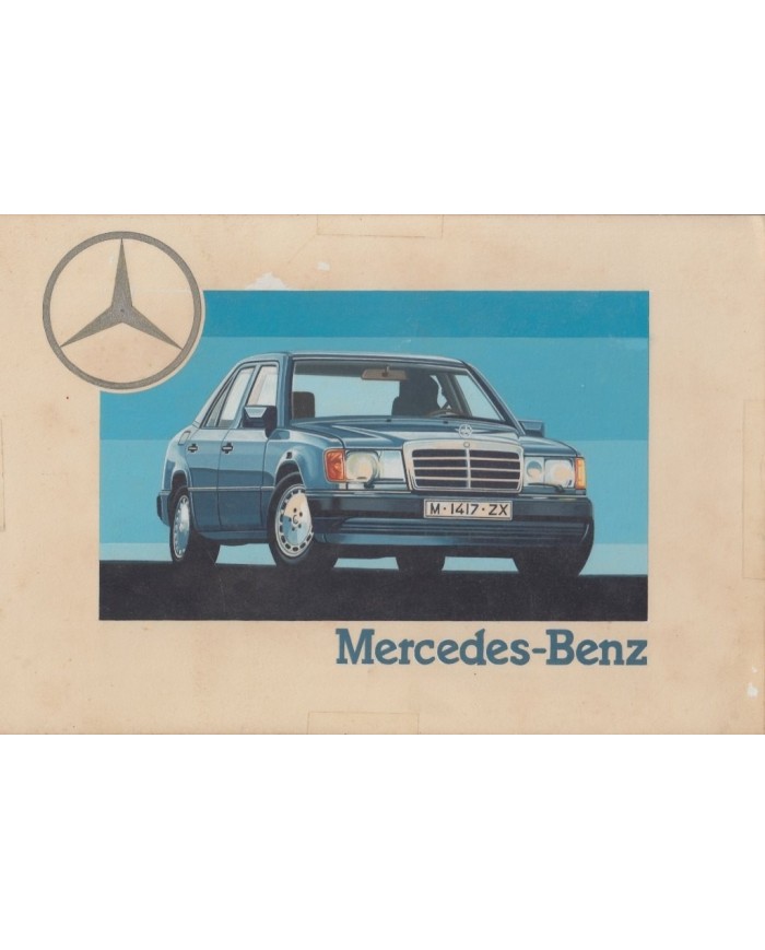 F-EX14588 ARTIST DRAWING HANDMADE FOR STAMP LAOS CAMBODIA MERCEDES BENZ. 30x20 c
