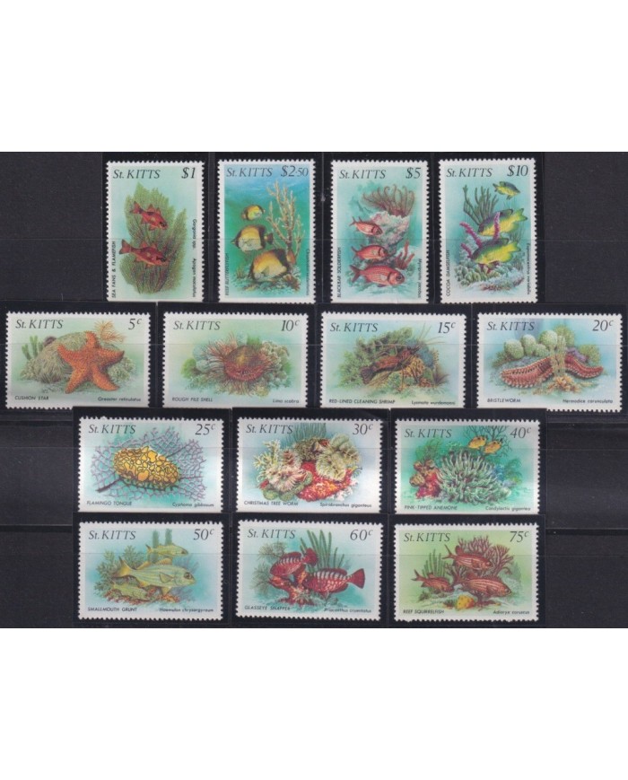 F-EX27131 ST KITTS MNH 1984 SEA MARINE LIFE FISH PECES REEF CORAL.
