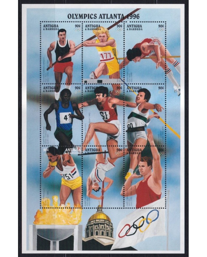 F-EX27139 ANTIGUA & BARBUDA MNH 1996 OLYMPIC POLE VAULT SHOT PUT JAVELIN DECATHLON.
