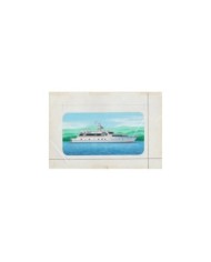 F-EX14593 ARTIST DRAWING HANDMADE FOR STAMP LAOS CAMBODIA SHIP YACHT. 21x12 cm.
