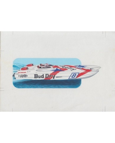 F-EX14595 ARTIST DRAWING HANDMADE FOR STAMP LAOS CAMBODIA SHIP YACHT. 21x10 cm.