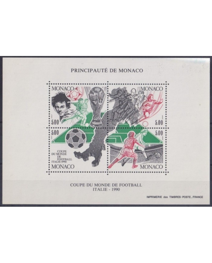F-EX27204 MONACO MNH 1990 SOCCER FOOTBALL WORLD SOCCER CUP ITALY.