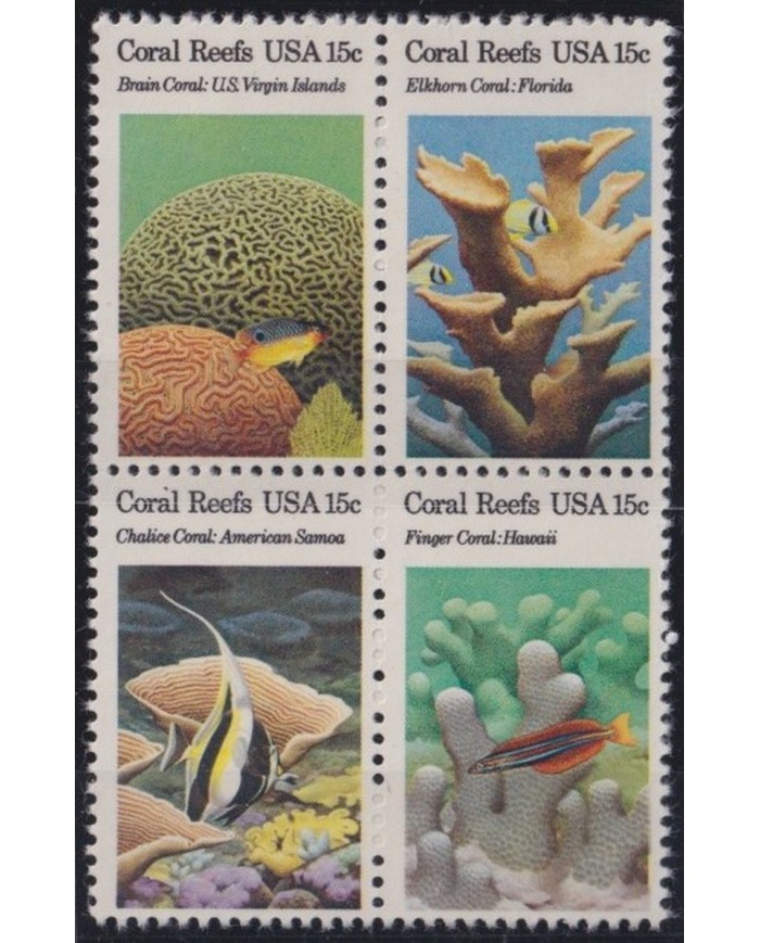 F-EX27268 US USA 1980 MNH SEA MARINE WILDLIFE REEF CORAL FISH PECES.