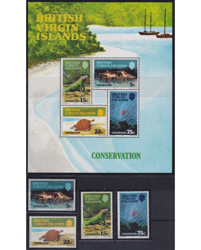F-EX27298 BRITISH VIRGIN 1978 MNH CONSERVATION WILDLIFE REEF LOBSTER FISH PECES.