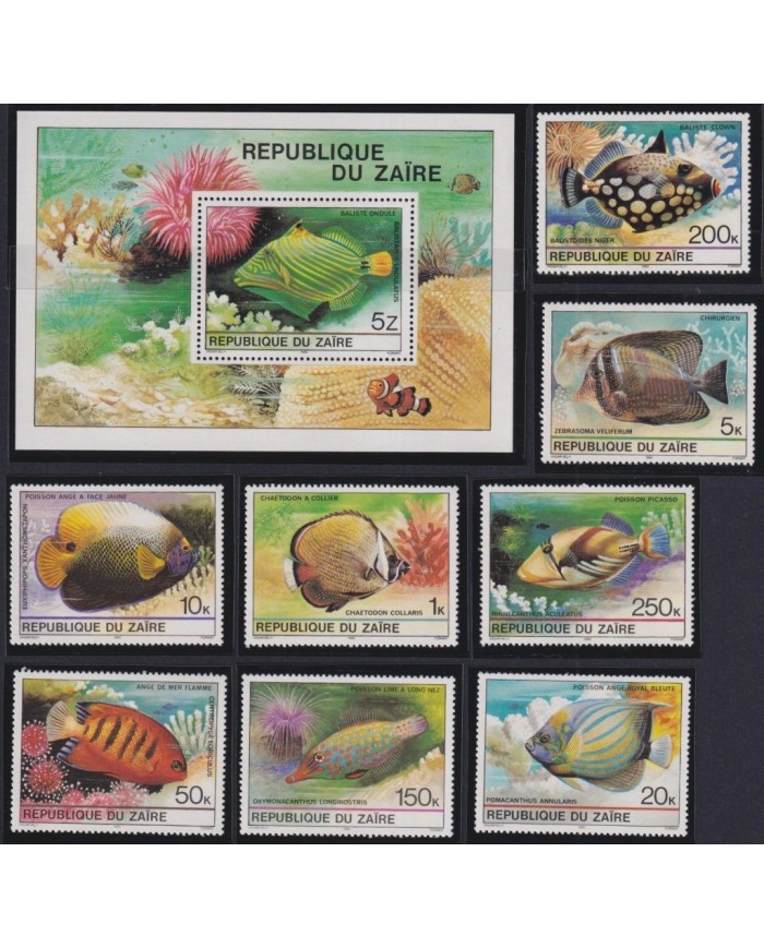 F-EX27404 ZAIRE MNH 1980 SEA MARINE FISH PECES REEF CORAL.