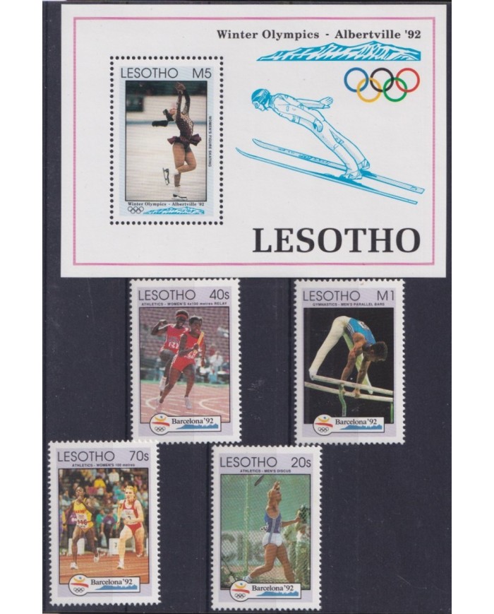 F-EX27479 LESOTHO MNH 1992 WINTER OLYMPIC GAMES ALBERTVILLE  SKI, OLYMPIC GAMES BARCELONA 92