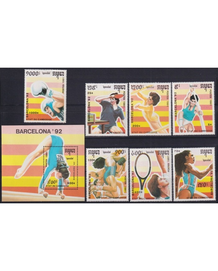 F-EX27738 CAMBODIA MNH 1991 BARCELONA OLYMPIC ATHLETISM GYMNASTICS TENNIS PING PONG