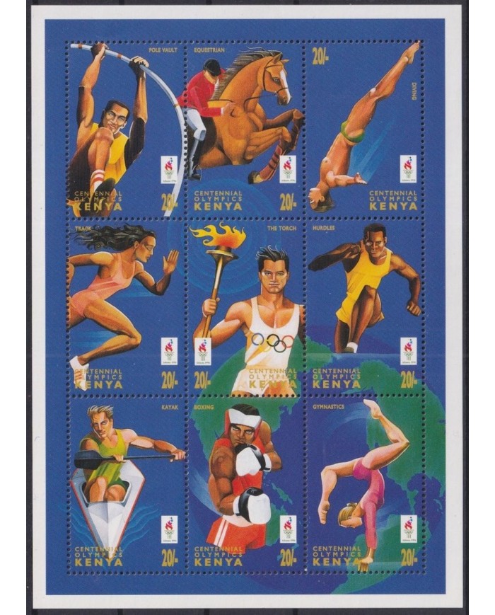 F-EX27762 KENYA MNH 1996 ATLANTA OLYMPIC EQUESTRIAN DIVING ATHLETISM HURTLES.