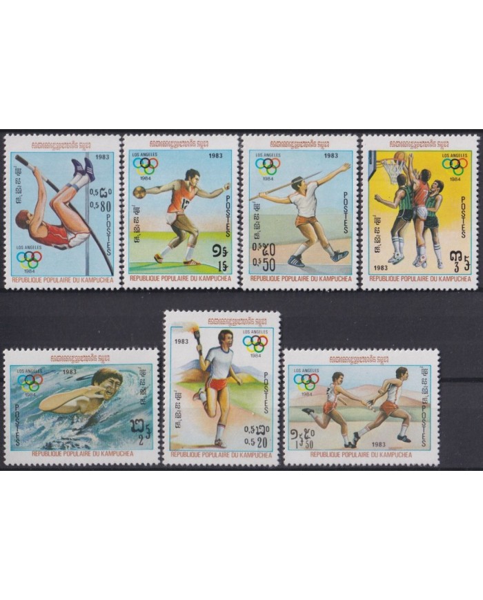 F-EX27833 LAOS MNH 1983 LOS ANGELES OLYMPIC ATHLETISM GYMNSTIC DISCUS BASKET
