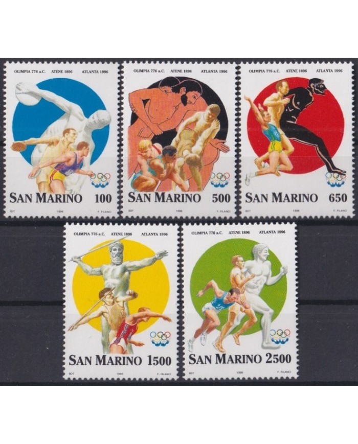 F-EX27985 SAN MARINO MNH 1996 OLYMPIC GAMES CENT COI ATHLETISM ARCHEOLOGY.