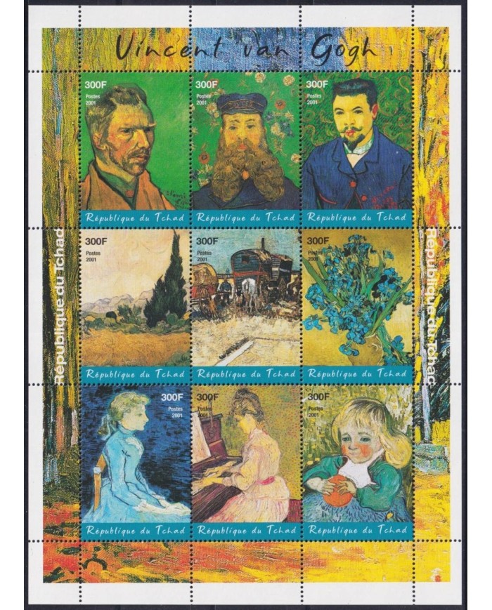 F-EX28029 CHAD TCHAD MNH 2001 VINCENT VAN GOTH IMPRESSIONISME ART PAINTING.