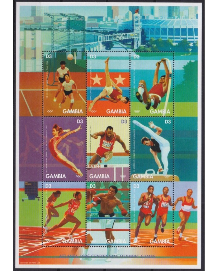 F-EX28138 GAMBIA MNH 1995 OLYMPIC GAMES ATLANTA ATHLETISM GIMNASTICS BOXING.